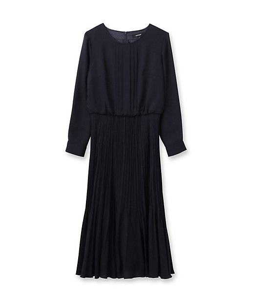 通勤】ジョーゼット プリーツワンピース（2002389090