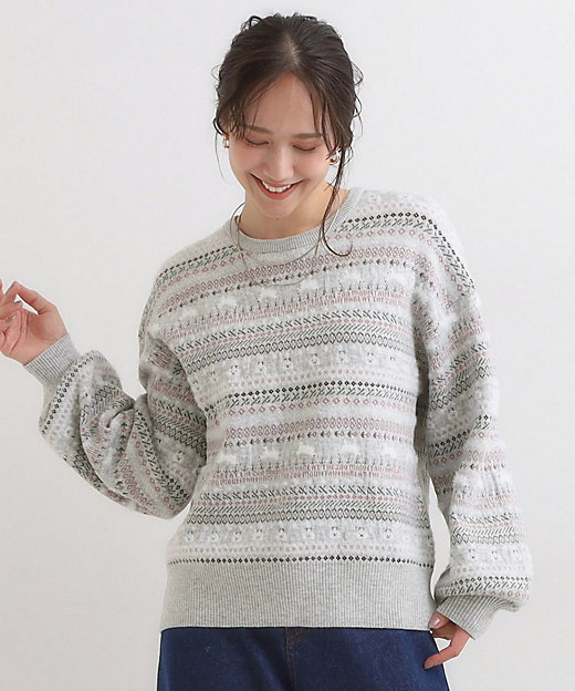 旭山動物園応援商品】ノルディック柄 モールニット