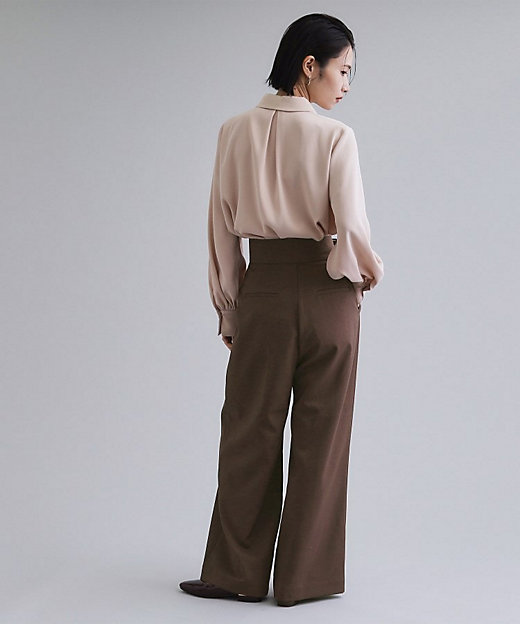 es】ハイウエストタックワイドパンツ【洗濯機洗い可