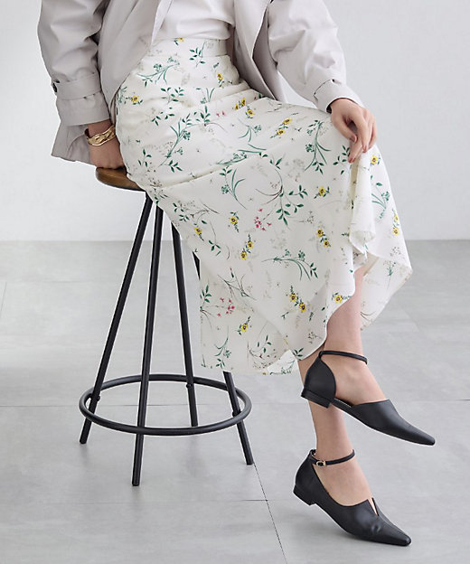 SETUP可能】モダンフラワー柄フレアスカート