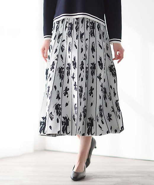 セットアップ可】ダブルジャカードニットフレアスカート