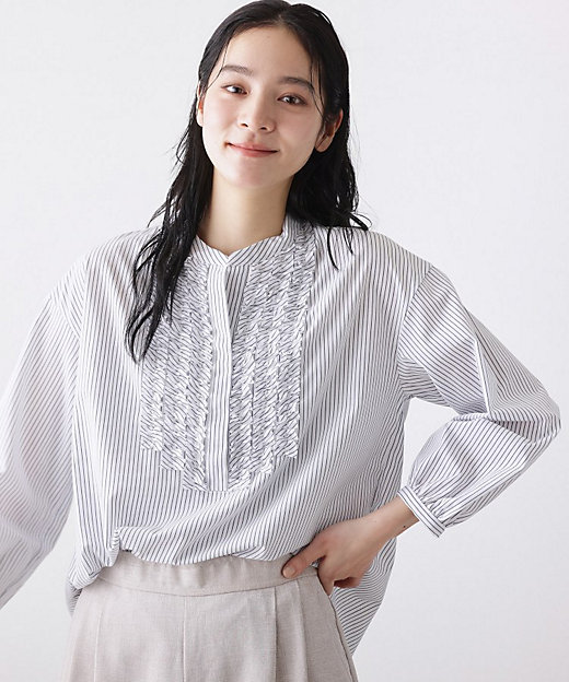 着映え／洗える】フロントフリルブラウス（2002582382