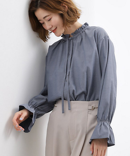 フリルカラーリボンブラウス（2002596279） | GROVE (Women