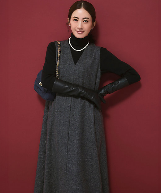 ラメミックスツイード Vネックワンピース（OPWOGW0517