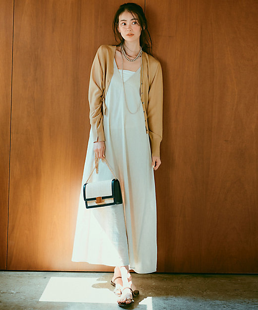 洗える】リネンレーヨンストレッチ キャミソール ワンピース