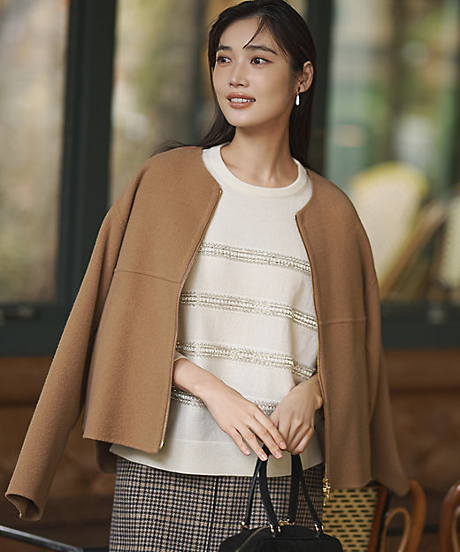 ウールライトリバー ノーカラー ショートコート（SCWOGW0408