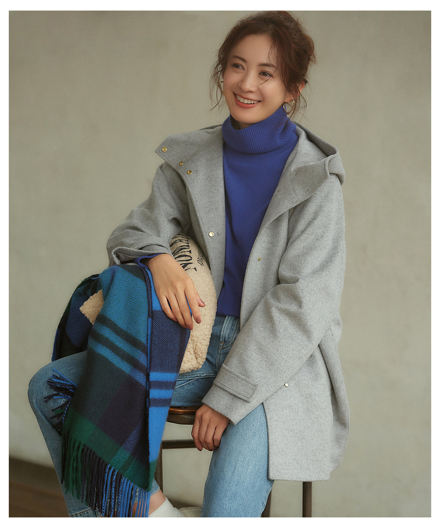 ウールカシミヤビーバー フード付き ショートコート