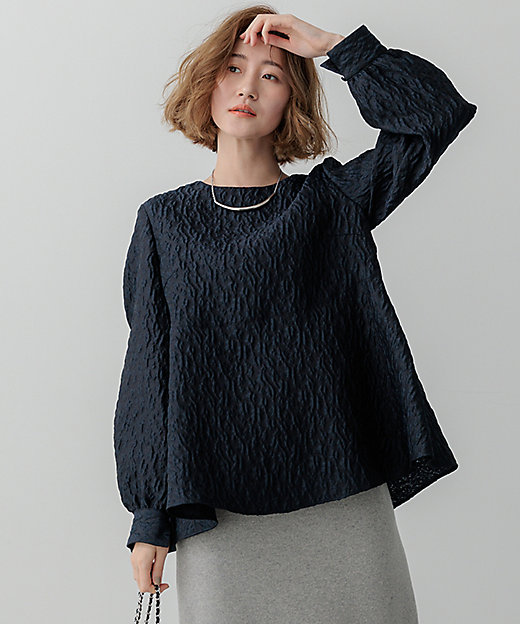 洗える】エクラジャカード ペプラム ブラウス（BLWOCW0012