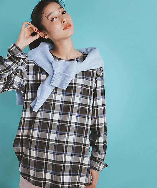 洗える】CANCLINI メルトン チェック ブラウス