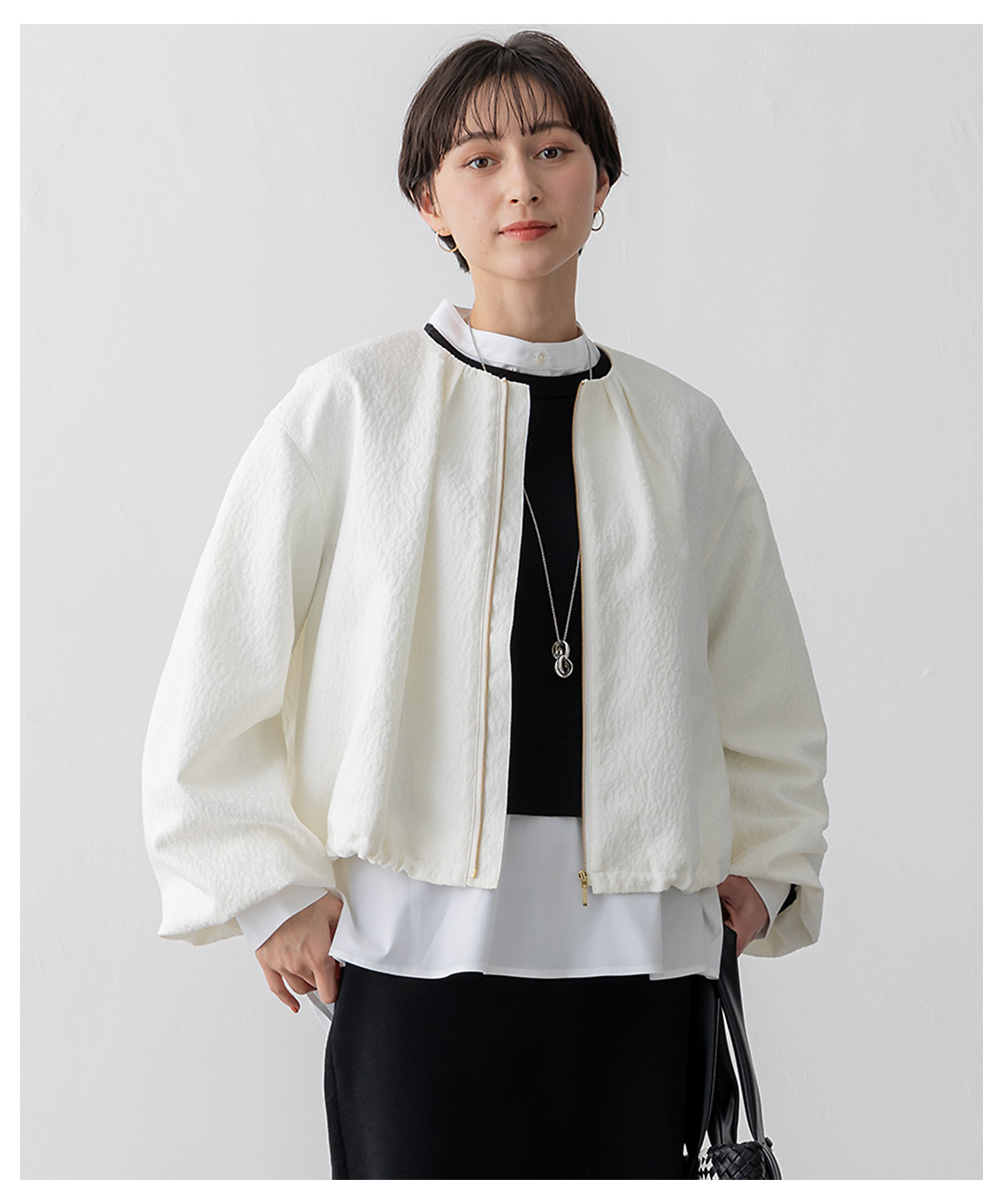 洗える】ジオメトリックジャカード ブルゾン（JKWOGS0204