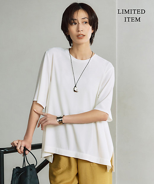 WEB限定・洗える】シアートリコット ペプラムカットソー