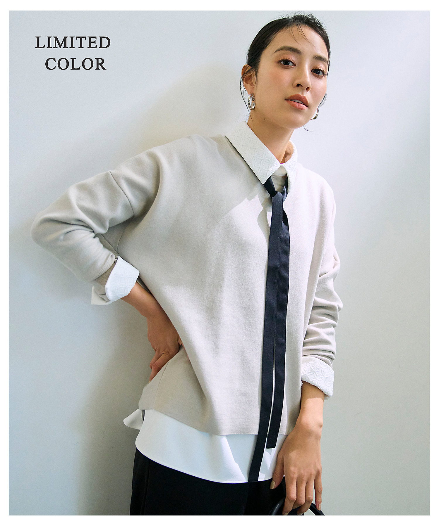 WEB限定カラーあり】マラボーテWジョーゼット ボウタイ付きシャツ