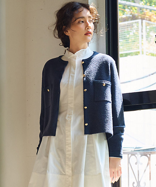 洗える】ミニブークレニット カーディガン（KRWWCA0357