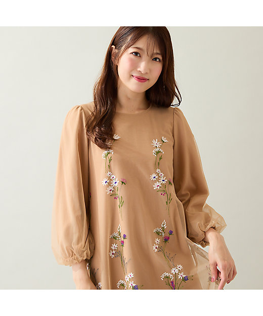 ゆったりシルエット】チュール刺繍ワンピース（51015506