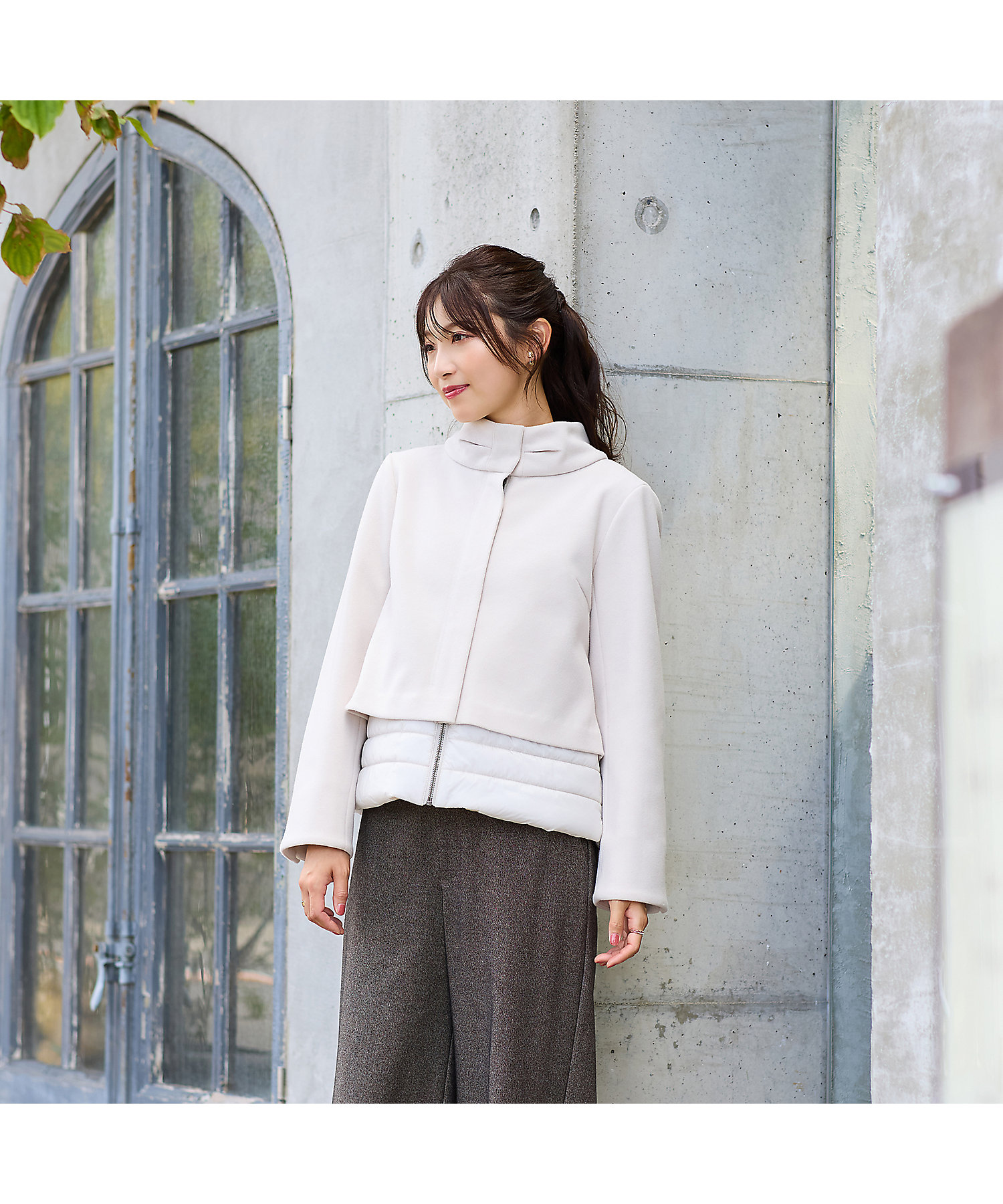 リボンカラードッキングショートコート（51106501） | Rose