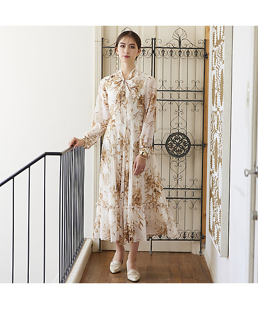 ボウタイプリーツワンピース（83012402） | Rose Tiara (Women