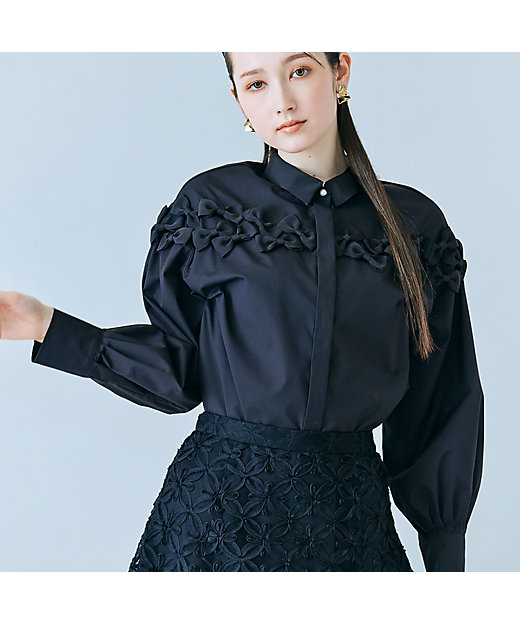 リボン付きシャツブラウス（83032606） | Rose Tiara (Women