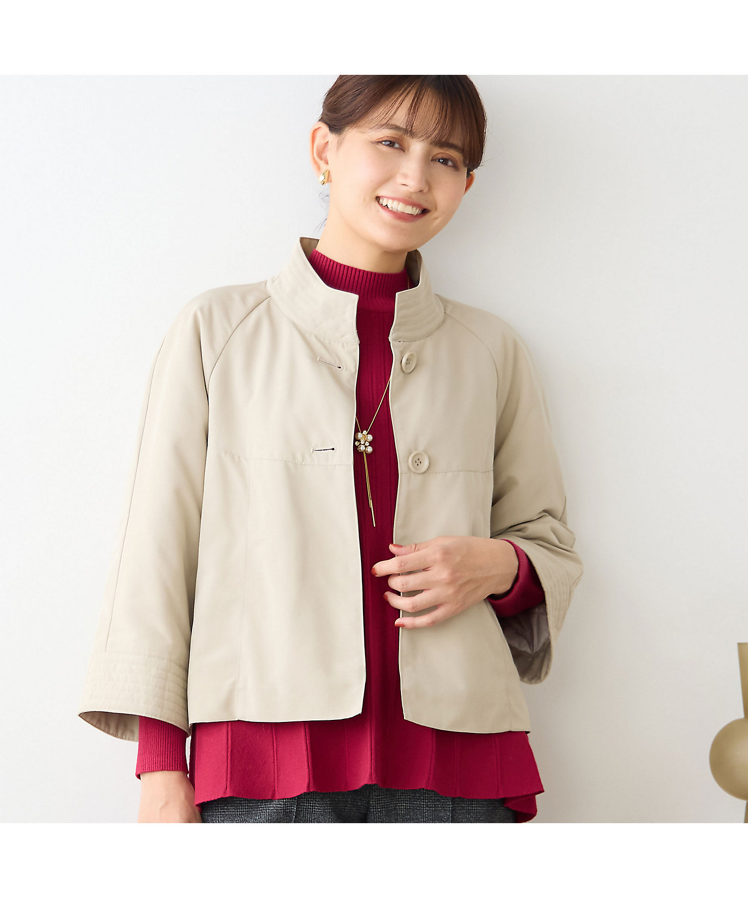 キルティング裏地つき】Aラインジャケット（12106501