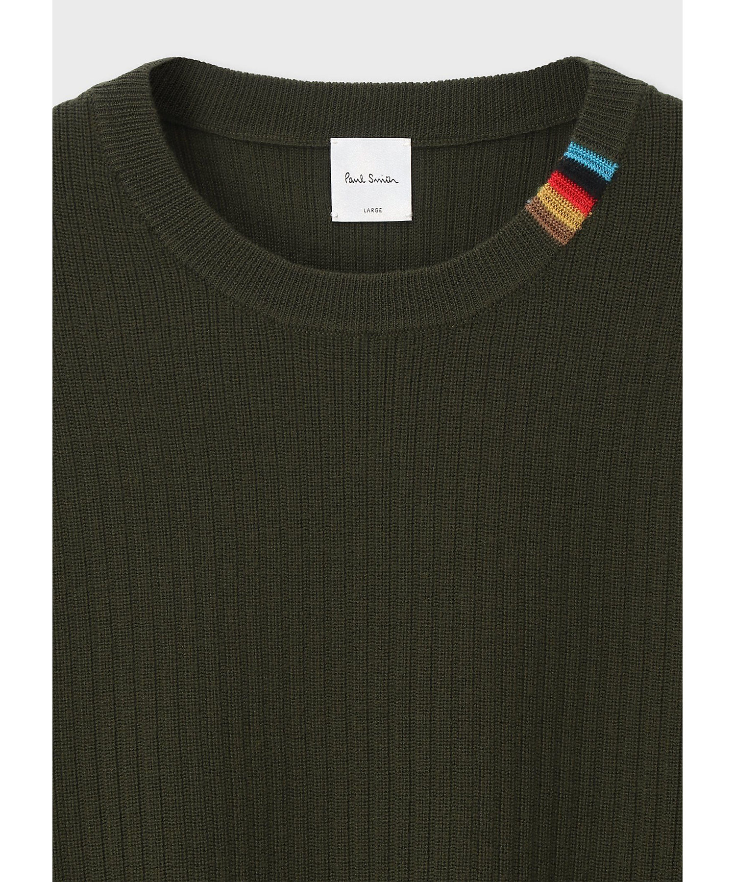 マルチカラーリブ クルーネックニット（253401547Z） | Paul