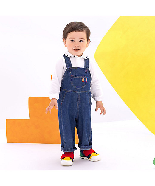 デニムオーバーオール＆セーラーカラー長袖Tシャツギフトセット | HOT