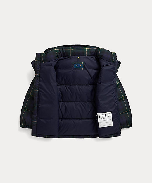 チェック ダウン フーデッド ジャケット