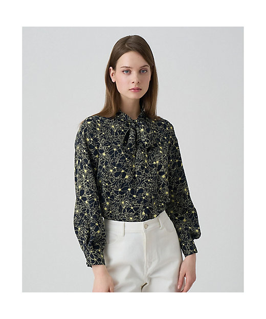 ドローイングフラワープリントタイブラウス | ANAYI/アナイ | 三越