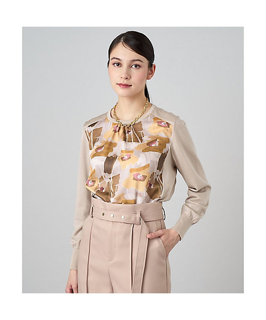 ペイントフラワープリントクルーネック プルオーバー | ANAYI/アナイ