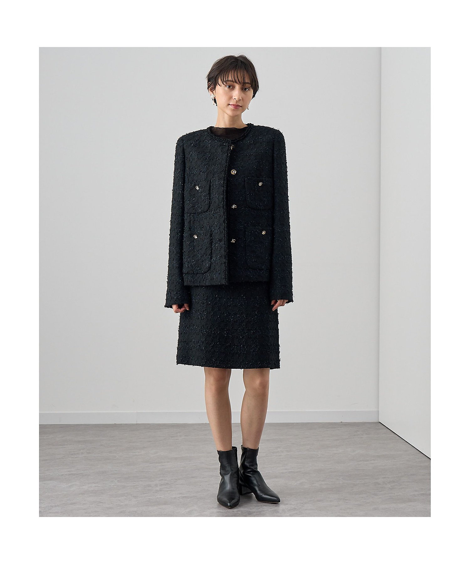 セットアップ対応商品】ミックスヤーンツイード4ポケット ジャケット