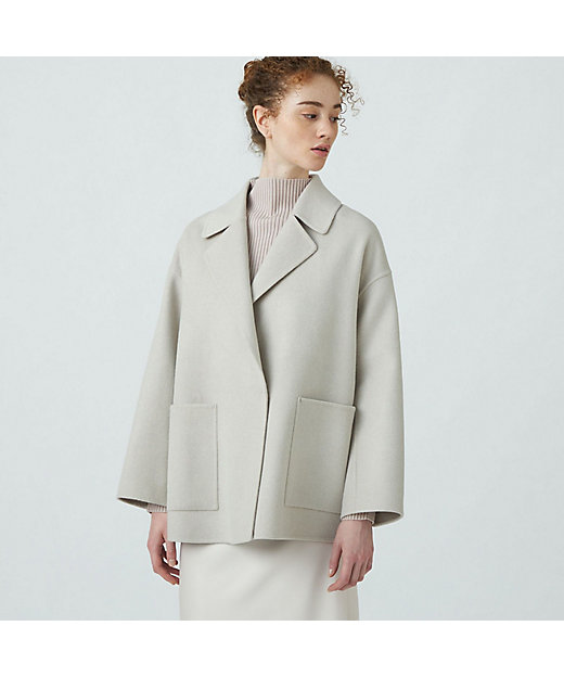 プレミアムウールリバー オープンカラーショートコート | maison