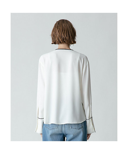 ジョーゼットホソパイピングブラウス | allureville (Women