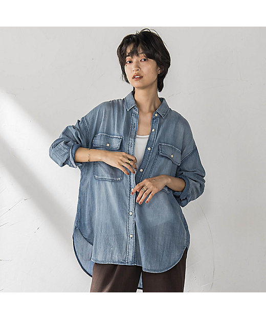 ナチュラルシアーデニムオーバーシャツ≪洗濯機で洗える≫ | MAYSON