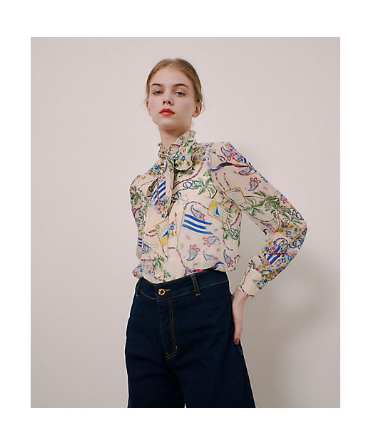 LOULOU WILLOUGHBY】アーカイブフリルリボンブラウス