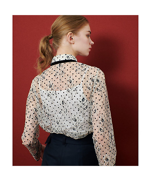 LOULOU WILLOUGHBY】フロッキードットレースブラウス