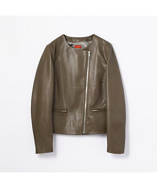 ラムレザー ノーカラージャケット | maison TOMORROWLAND/メゾン