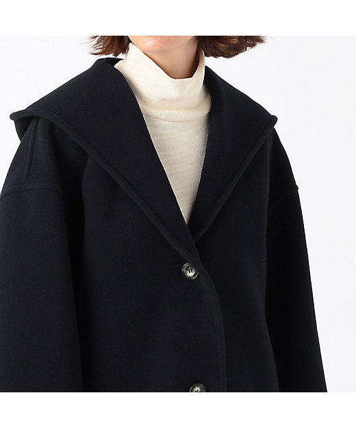 ウールダブルモッサ フーデッドショートコート | maison TOMORROWLAND