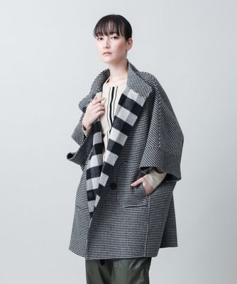 リバーチェックデザインポンチョコート | HIROKO KOSHINO (Women