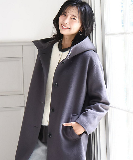 SUPER100'sウール フーデットミドルコート | MK MICHEL KLEIN