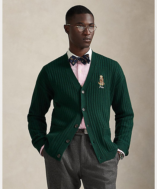 ビッグ フィット ドッグエンブロイダリー ウール カーディガン