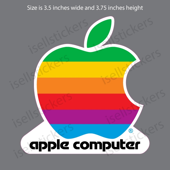 Classic Apple Mac Computer Rainbow Retro Car Bumper Sticker Window