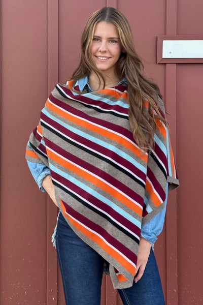 Villa Cashmere Striped Poncho – ISLEFIELD