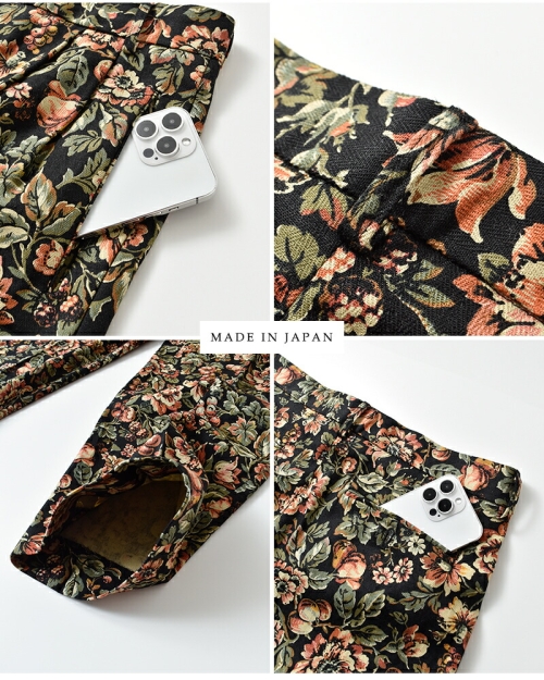 chimala チマラ フローラル ヘリンボーン トラウザー パンツ cs40