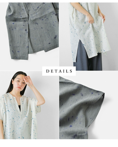 evam eva エヴァムエヴァ リネン プリント ポンチョ e251t245-tr