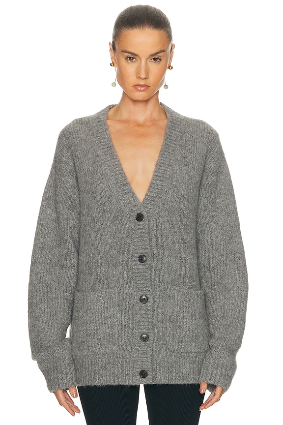 Helsa Serena Cable Cardigan in Heather Grey | FWRD