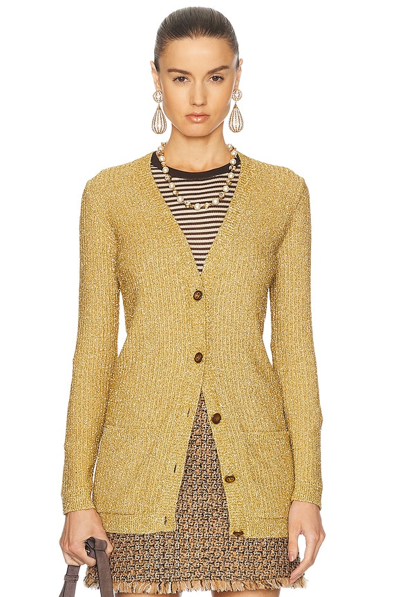 FWRD Renew Chanel Cashmere Cardigan in Yellow | FWRD