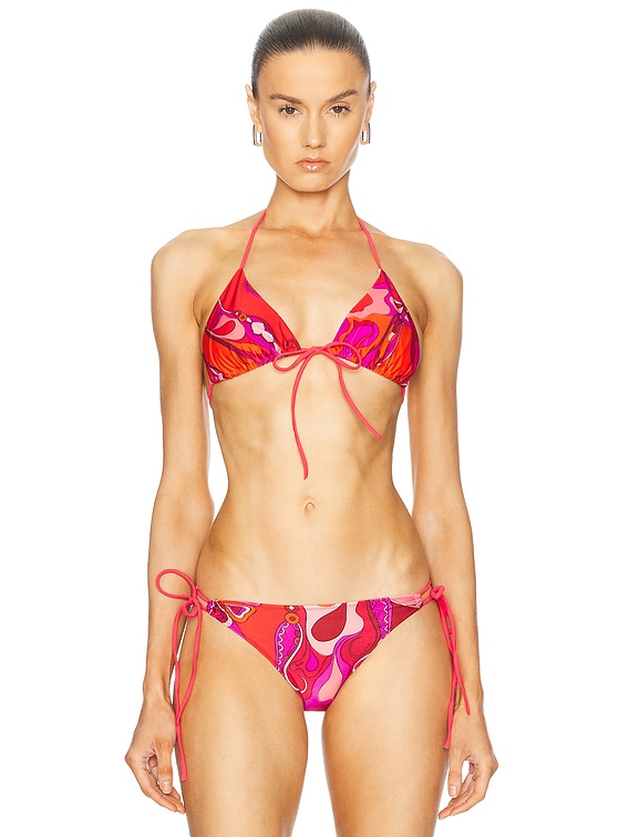 Emilio Pucci Bikini Top in Rosso & Fuxia | FWRD