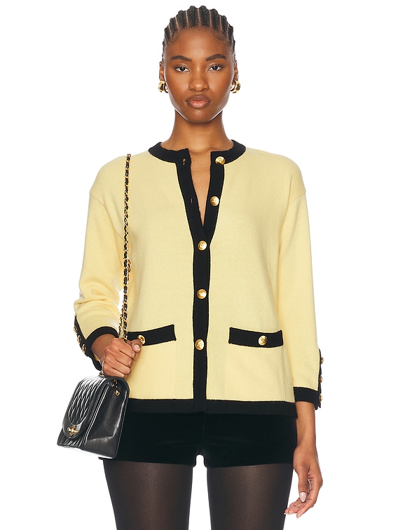 FWRD Renew Chanel Cashmere Cardigan in Yellow | FWRD