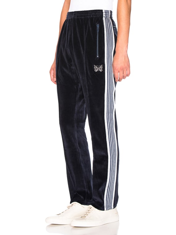 Needles Velour Track Pant in Navy | FWRD