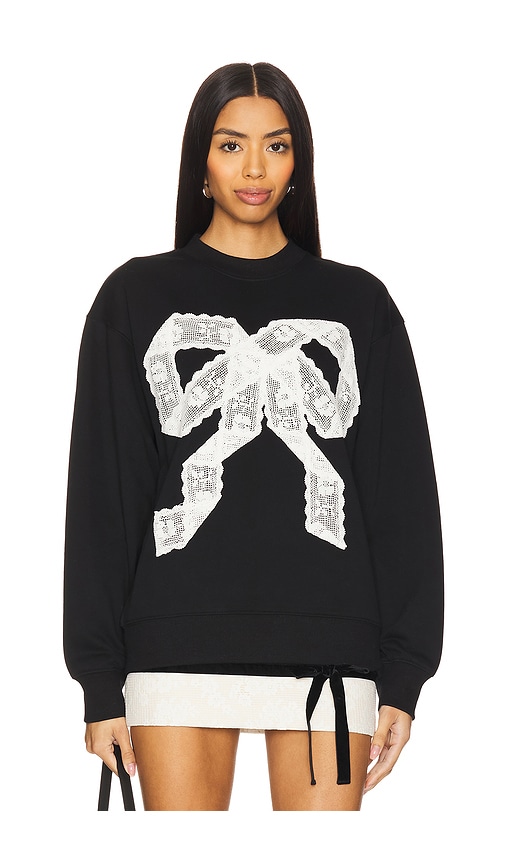Yuhan Wang Lace Bow Sweatshirt in Black | REVOLVE