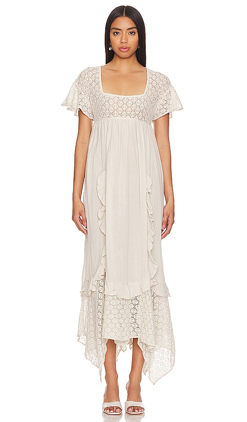 Free People Bring The Romance Midi Dress in Harbor Fog | REVOLVE
