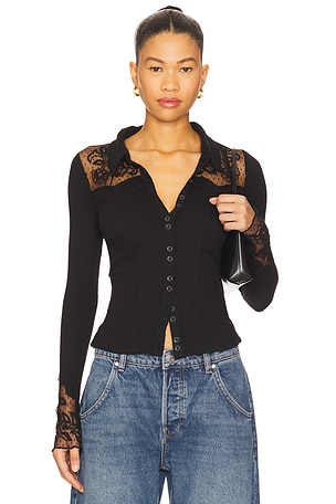 Free People Rosebud Cuff Tee in Black | REVOLVE